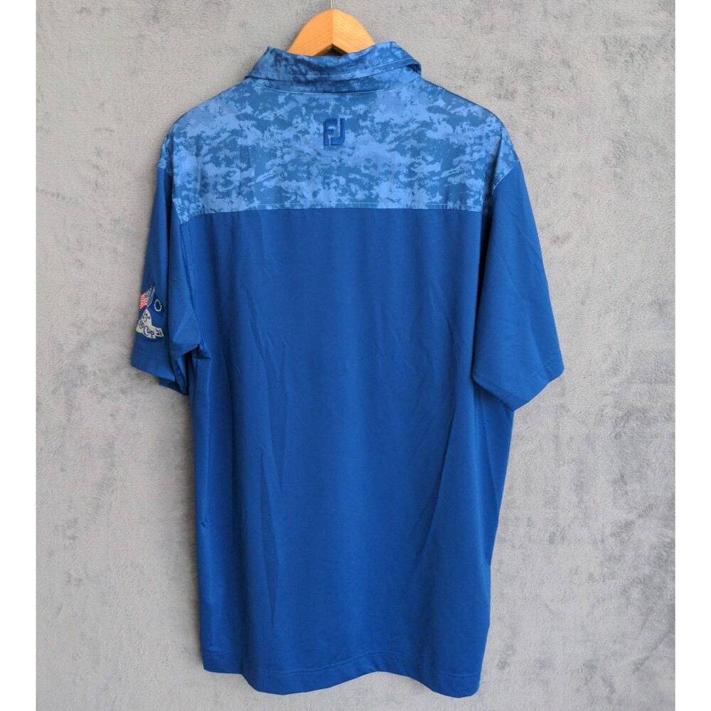 FootJoy FJ Golf Polo Shirt Mens L Blue Camo Loo Cup Team USA Stretch Performance - Picture 6 of 9